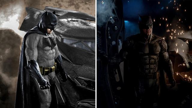 Batman's costume comes from Batman v. Superman: Dawn of Justice (left) and Justice League.